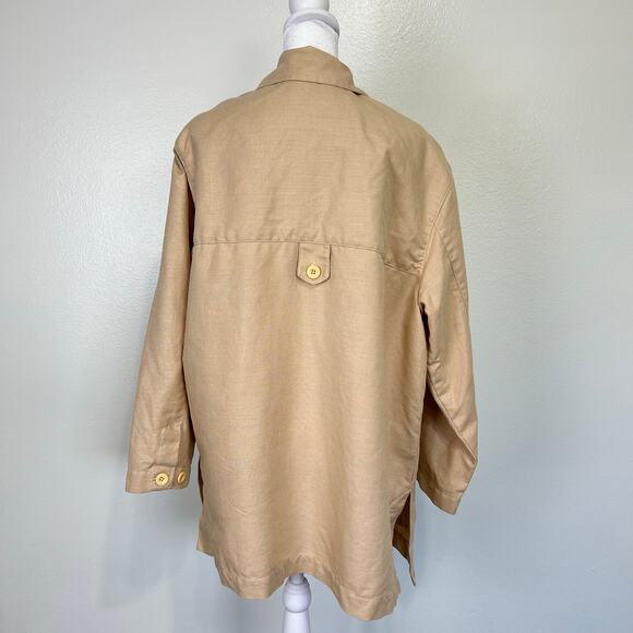 Liz Sport Linen Cotton Blazer Jacket Vintage Small WomensTan Oversized 90s Y2K - Picture 2 of 13